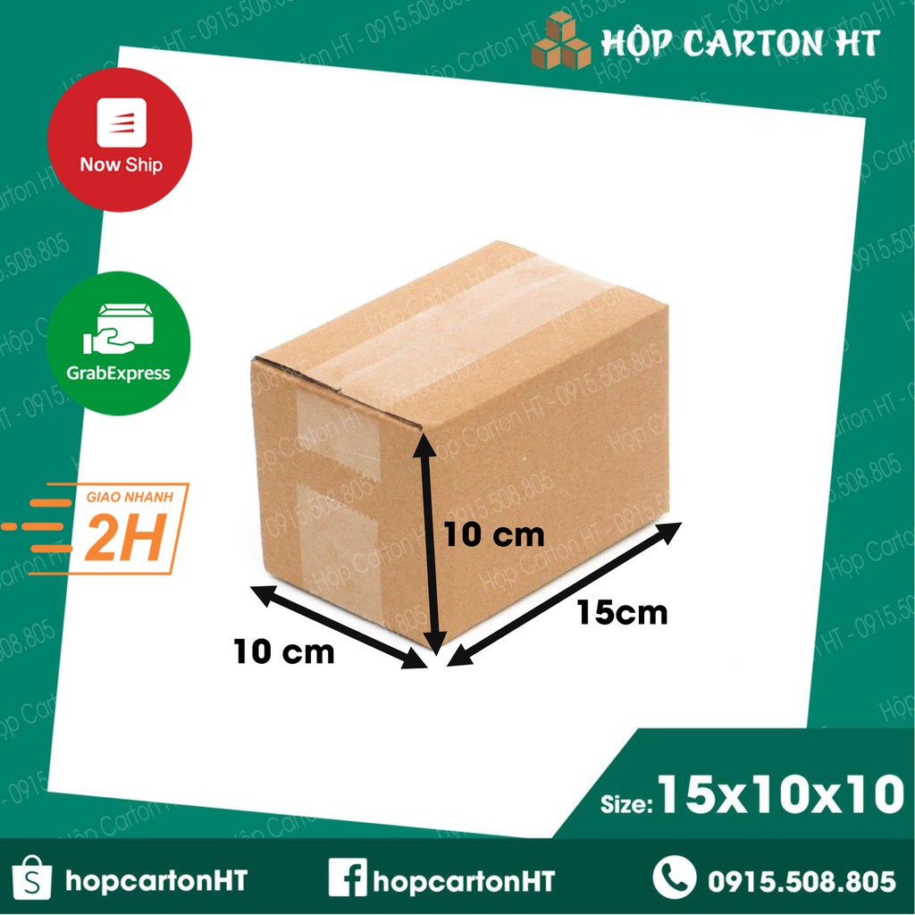 15x10x10 Combo 100 hộp carton, thùng giấy cod gói hàng, hộp bìa carton đóng hàng giá rẻ