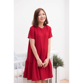Váy bầu Đỏ đuôi cá cổ tàu