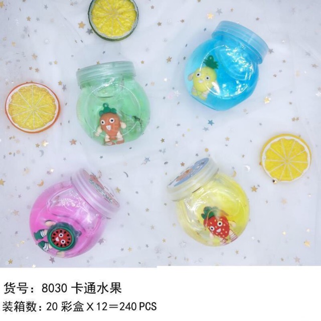 Slime trong clear slime charm hoa hướng dương/trái cây