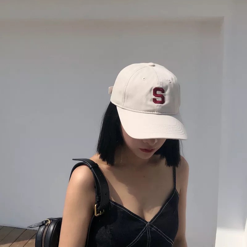 Mũ Lưỡi Trai Màu Trắng Đen Thêu Chữ Thời Trang Hàn Quốc