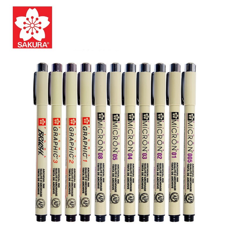 Bút line đi nét chuyên nghiệp SAKURA Pigma Micron màu Black 005, 01 , 02, 03 , 04 , 05 08