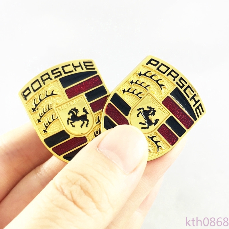 Set 2 Logo Kim Loại Trang Trí Xe Ô Tô Porsche Phong Cách Cá Tính