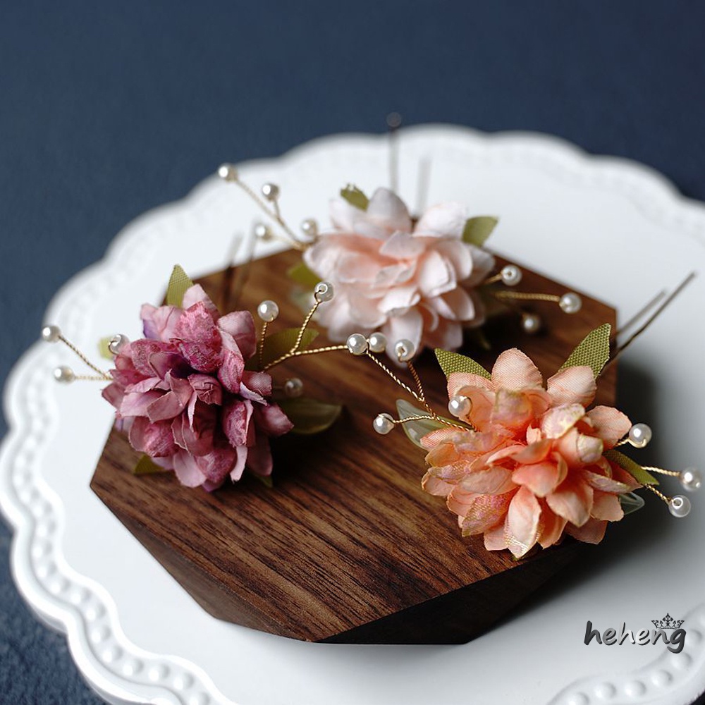 Trâm Cài Tóc Chữ U Bằng Vải Lụa Hình Hoa Mẫu Đơn Phong Cách Trung Quốc