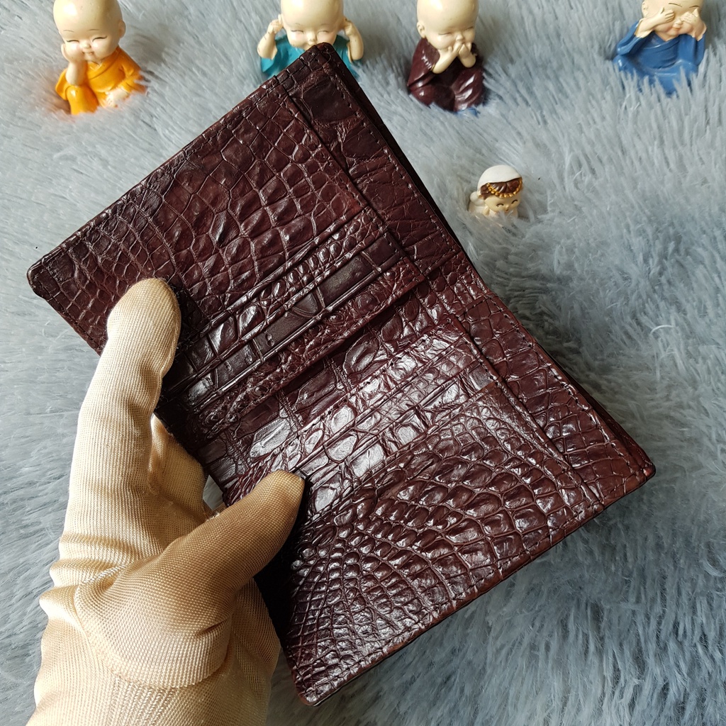 Ví Da Cá Sấu, Da Gù | Ví Cá Sấu 2 Mặt, Ví Da Cá Sấu, Bóp Cá Sấu, Ví Cá Sấu Màu Nâu | Dáng Đứng, Bóp Cá Sấu Nguyên Tấm