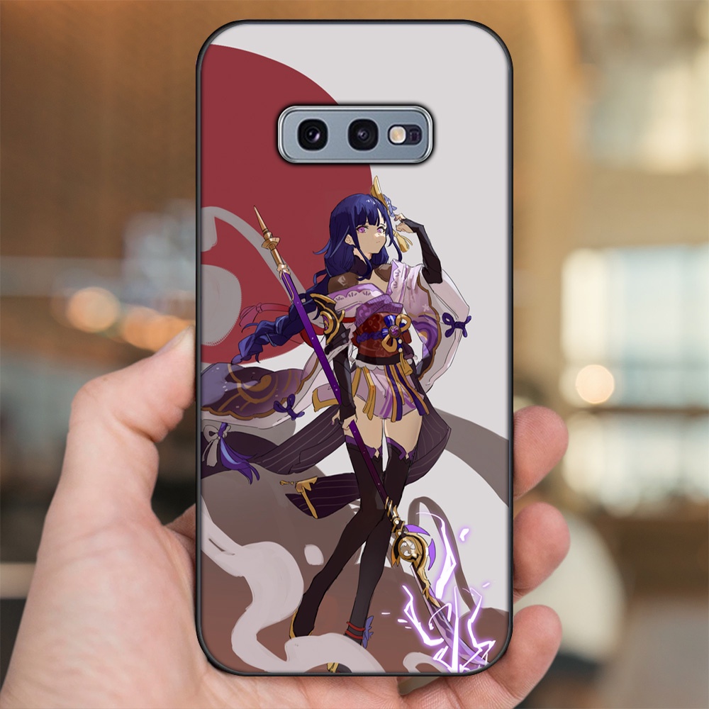 Ốp lưng Samsung S10e viền đen in hình Raiden Shogun Genshin Impact