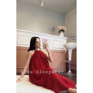 Đầm maxi dập ly dáng suông cổ yếm!