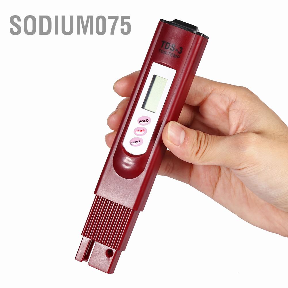 Sodium075 Sodium075 Kỹ thuật số LCD Kiểm tra chất lượng nước Bút lọc độ tinh khiết Bộ kiểm TDS Meter 0‑9999 PPM Temp Portable