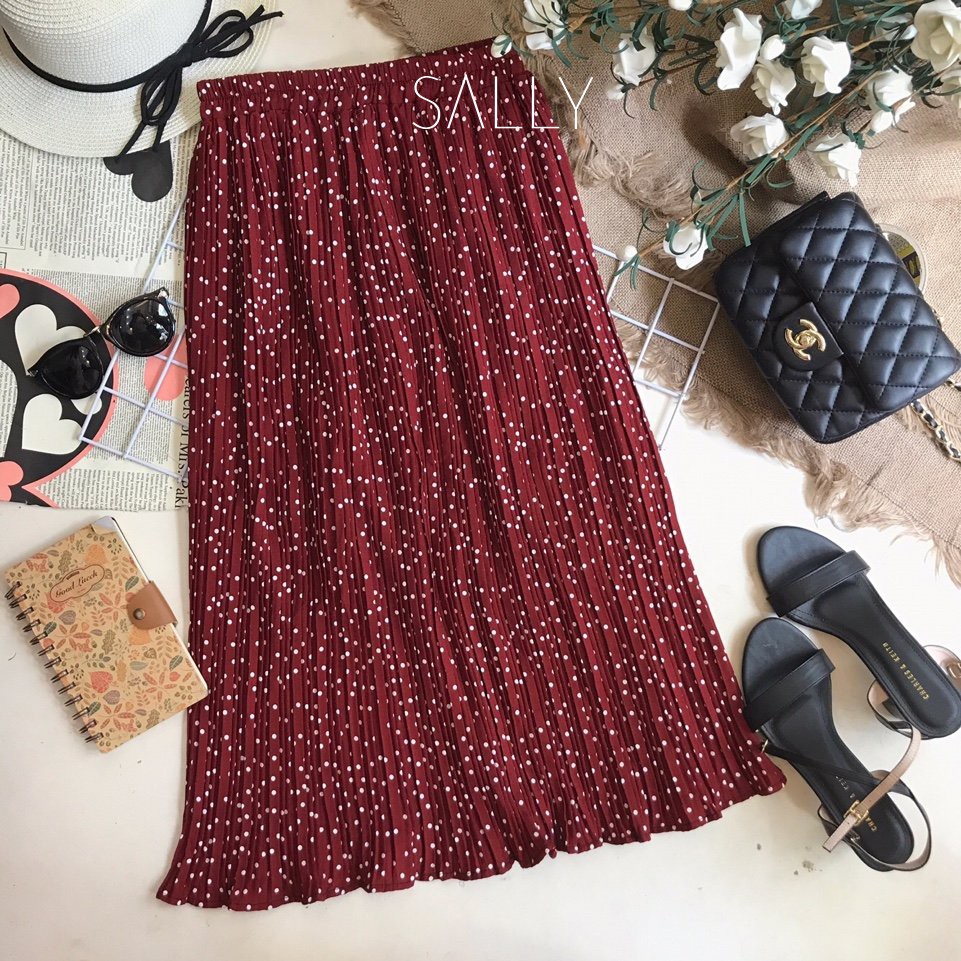 CHÂN VÁY DẬP LY CHẤM BI