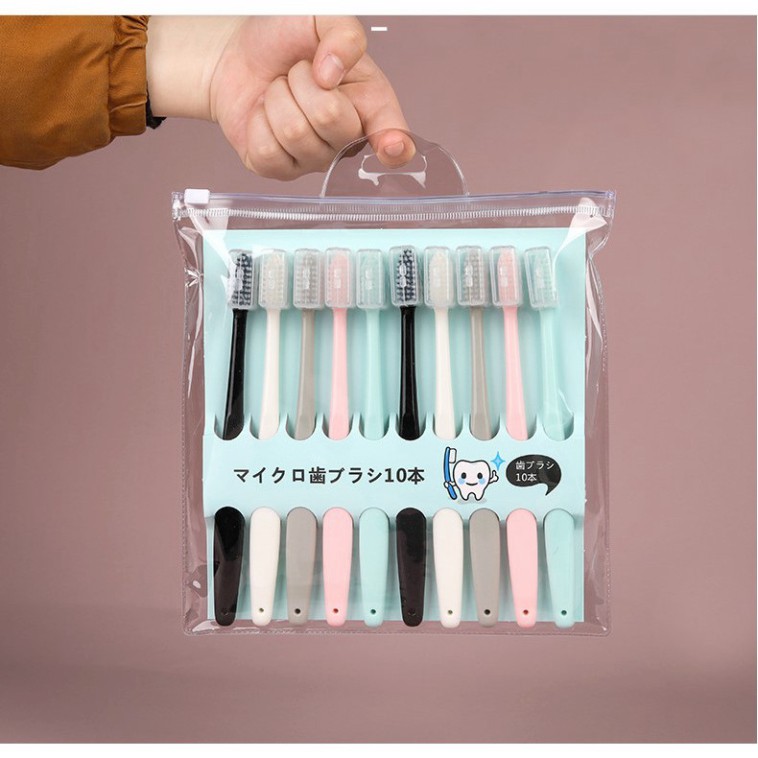 Bàn chải đánh răng người lớn set 10 chiếc phong cách Nhật Bản