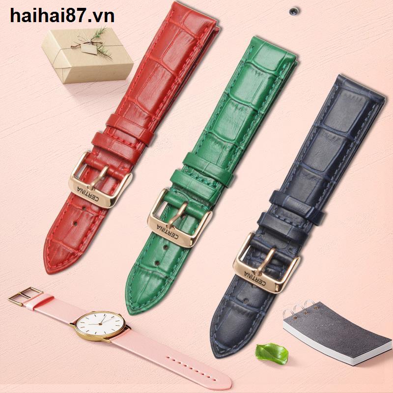 Phù Hợp Vòng Đeo Tay Bằng Da Bò Thật Màu Trắng / Xanh Dương / Đen 16 18 20mm Cho Certina Certina
