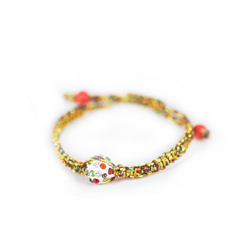 Vòng Tay Dây Vàng Đính Ngọc Nhân Tạo Rubic Dây Rút May Mắn Phong Thủy Handmade 149 Dễ Thương - Hazo