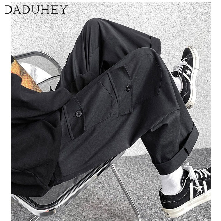 DaDuHey Men's Trendy Versatile Pocket Workwear Pants Ins Harajuku Style Loose Fashion Brand Casual Pants