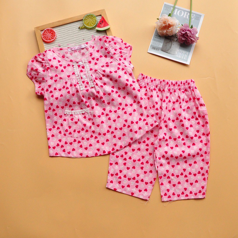 Đồ bộ Pijama bé gái lửng vải kate họa tiết đáng yêu từ 12 đến 33kg - BAOBAOKIDS