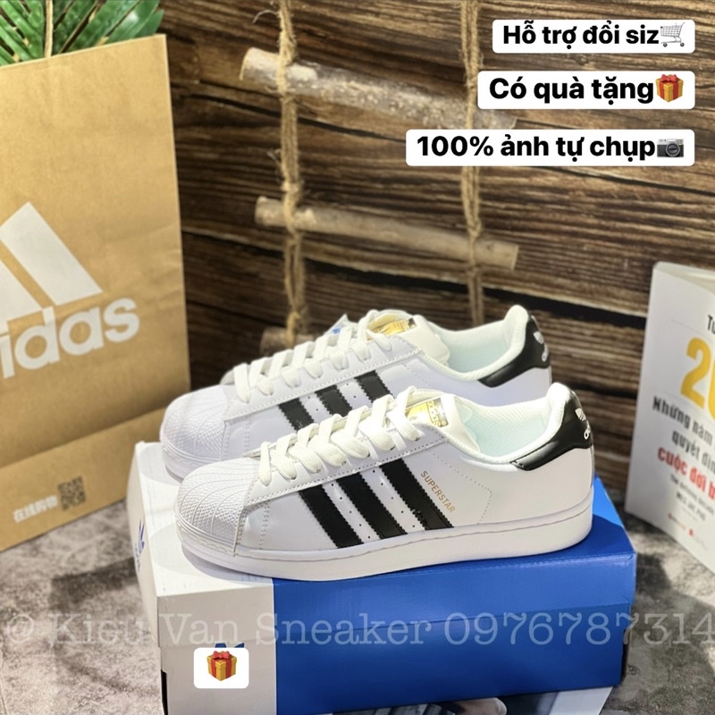 Giày Thể Thao Sneaker Sò Trắng Superstar Tặng Tất