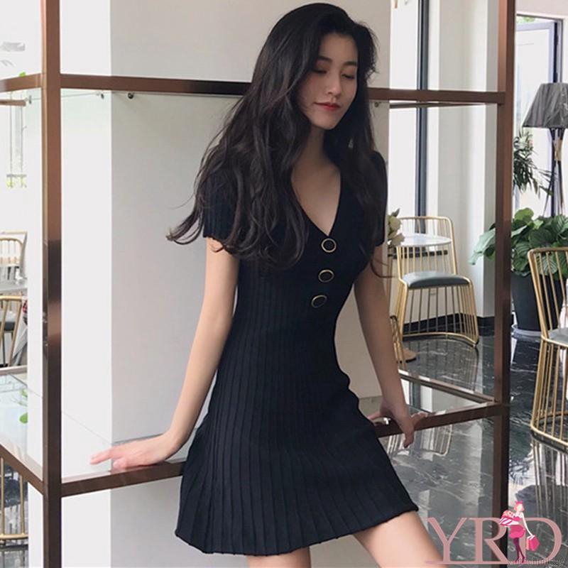 Đầm dệt kim tay ngắn thời trang cho nữ | BigBuy360 - bigbuy360.vn