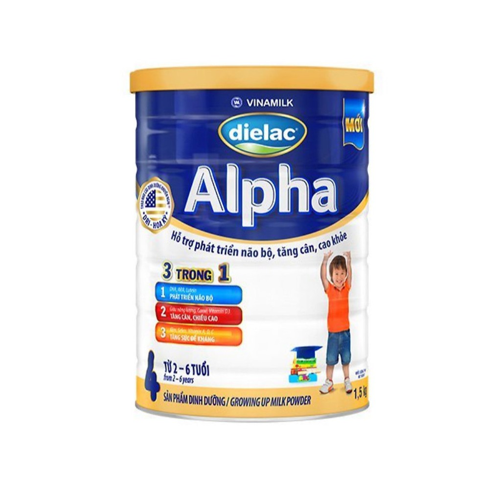 SỮA BỘT VINAMILK DIELAC ALPHA 4 1,5KG (CHO TRẺ TỪ 2- 6 TUỔI)