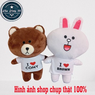 Gấu bông Brown và Thỏ trắng Cony cao 35 cm - Hàng VNXK cao cấp