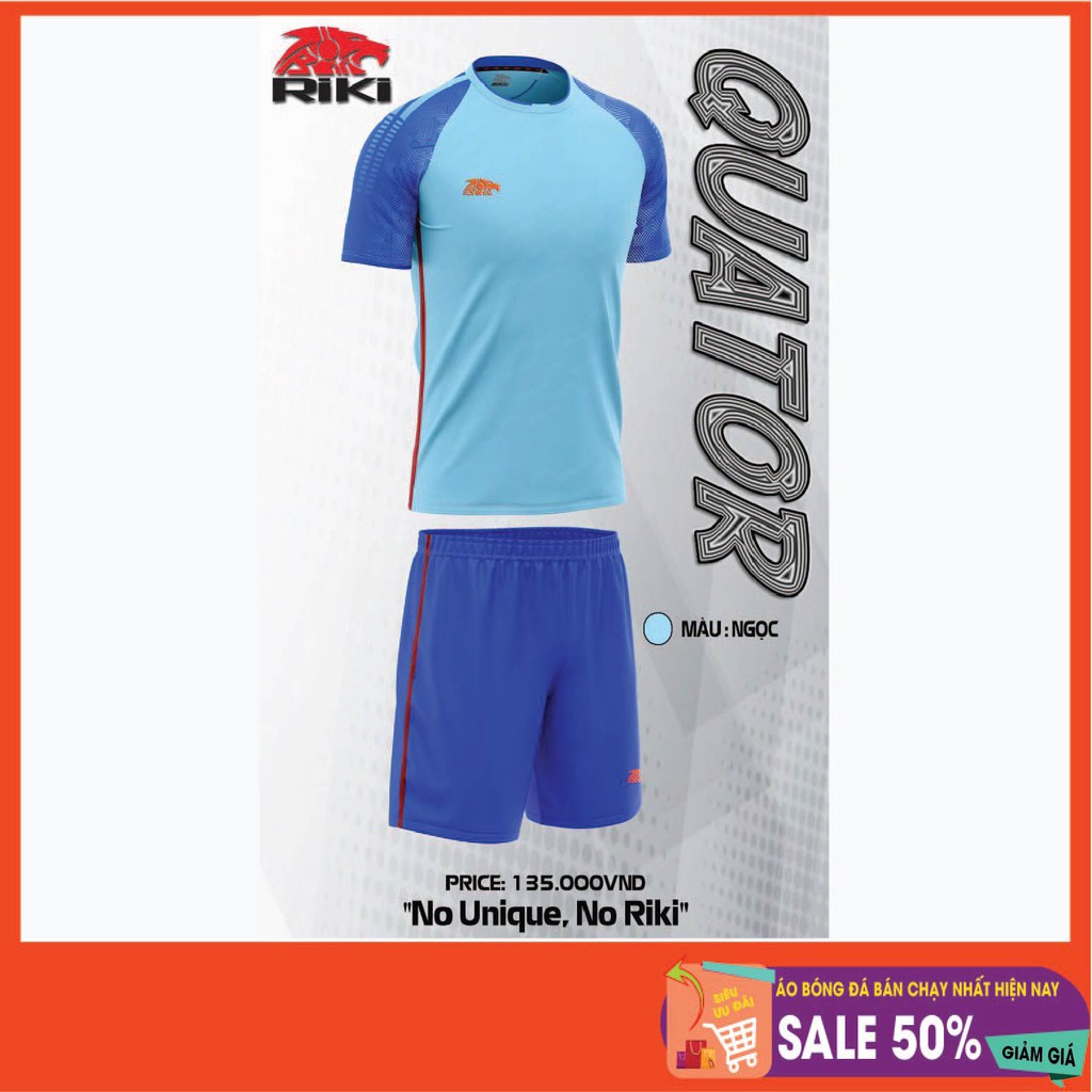 Bộ quần/áo thể thao, Bộ áo bóng đá không logo RiKi Quator sẵn kho, giá tốt chất vải mềm mát mịn, thấm hút mồ hôi.