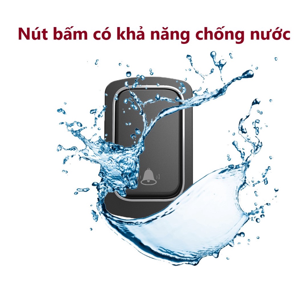 Chuông Cửa Không Dây Không Dùng Pin, Chuông Bấm Vĩnh Cửu Chống Nước Khoảng Cách 200m Báo Động Người Già - Home Utilities