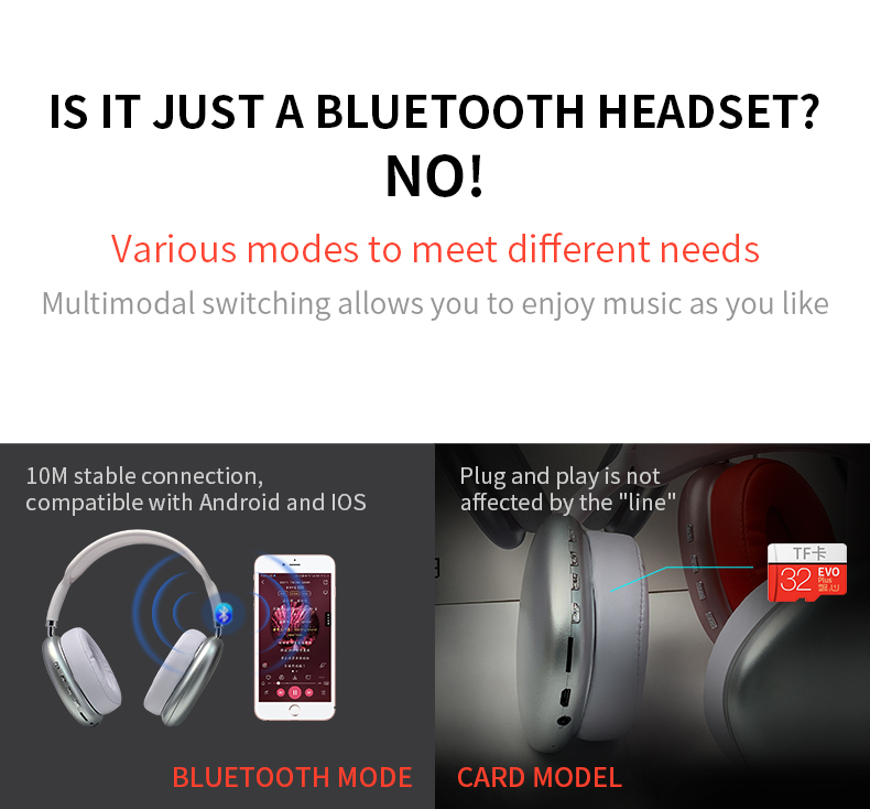 2021 Tai nghe Bluetooth không dây mới P9 Tai nghe thể thao Tai nghe HIFI âm thanh nổi có mic cho iOS Android