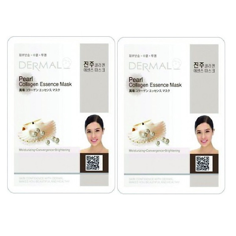 Mặt Nạ Dermal Tinh Chất Ngọc Trai Dưỡng Trắng Da Pearl Collagen Essence Mask 23g - 10 Miếng