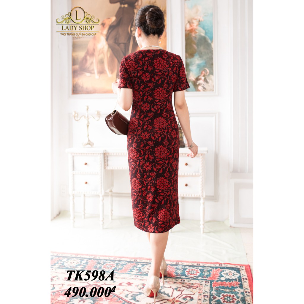 Đầm nhũ đi tiệc đính đá thời trang trung niên Ladyshop TK598