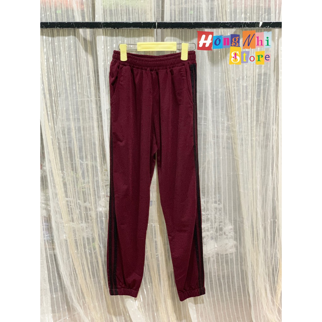 Quần Jogger Line Ulzzang Unisex Jogger Nâu 2 Sọc Đen Dáng Rộng - MM