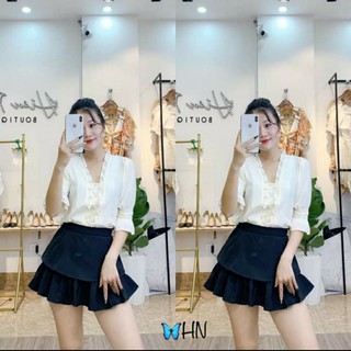 Áo sơ mi bánh bèo tay lỡ