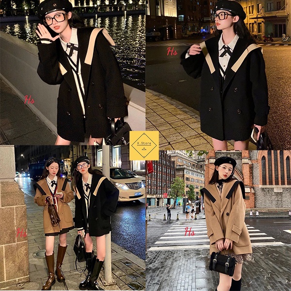 FREESHIP Áo khoác măng tô Dạ Thủy Thủ 2 lớp Hàn Quốc Unisex Hot Trend 2022 - Áo Khoác Dạ Siêu Dày, Siêu Ấm X.Store 905