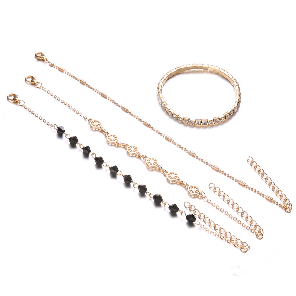 Set 4 vòng tay kim loại đính đá màu thời trang cho nữ