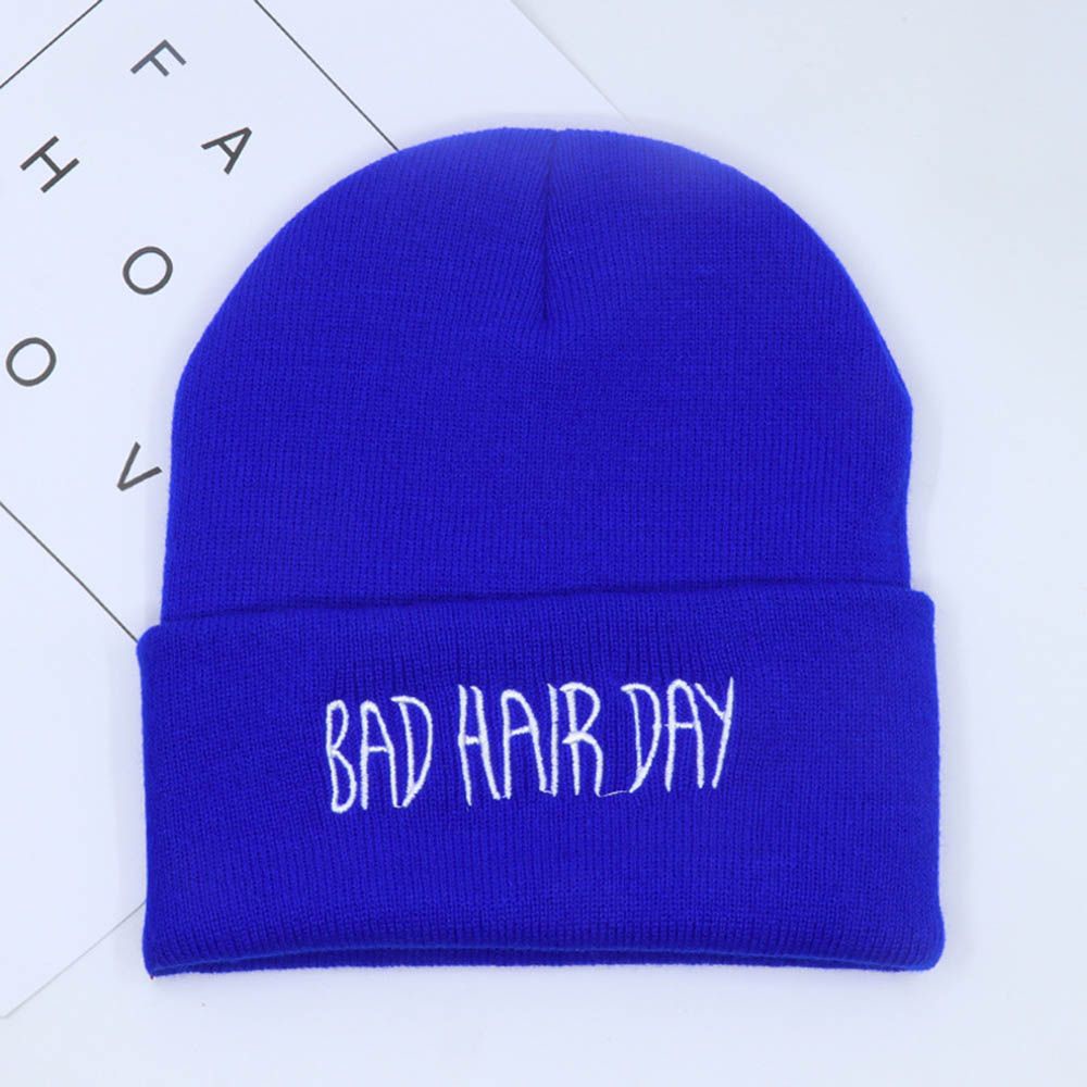 Mũ beanie Mềm Thêu Chữ Bad Hair Day Nhiều Màu Sắc Thời Trang Thu Đông Cho Nam Và Nữ