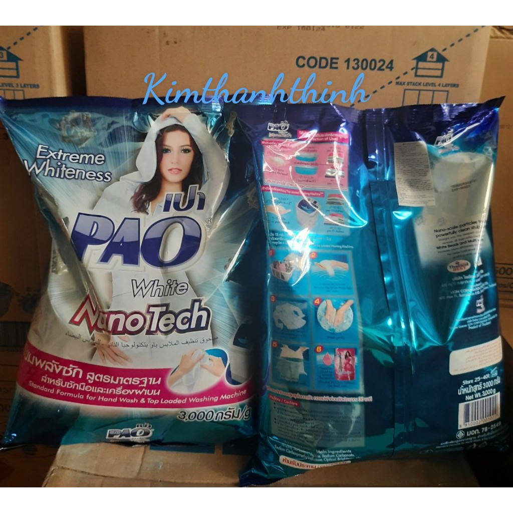 (KTT) Bột giặt không nhờn, không hại da tay PAO loại 2.7 kg ( Thái Lan)