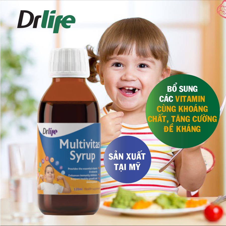 Siro giúp bé ăn ngon, tăng cường sức đề kháng, Bổ Sung Vitamin và khoáng chất Multivitas Syrup - Drlife