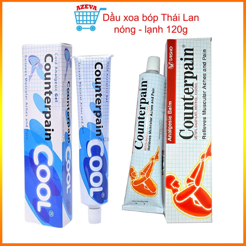 Kem xoa bóp Counterpain Thái Lan 2 loại nóng lạnh 120g, dầu xoa bóp Counterpain Thái Lan - Azeva