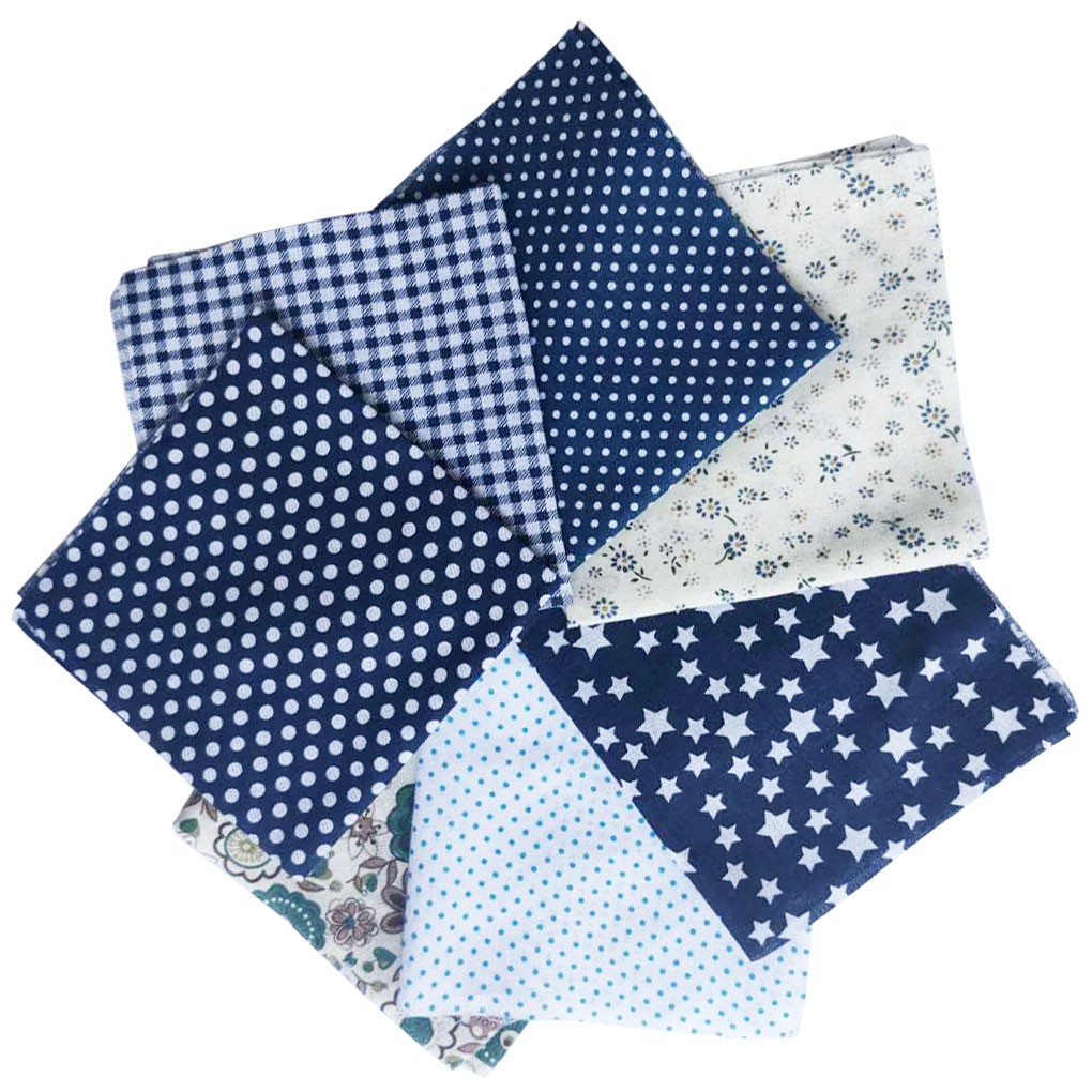Bộ 7 miếng vải cotton in họa tiết đa dạng dùng cho may vá 25x25cm
