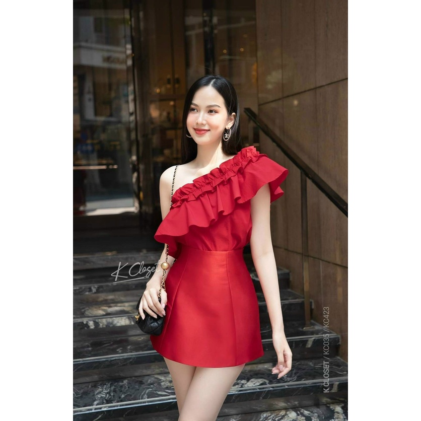 [Mẩu Mới] Set bộ đỏ Lệch Viền Bèo