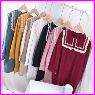 Freeship Áo babydoll kiểu vạt vuông viền ren tay lỡ