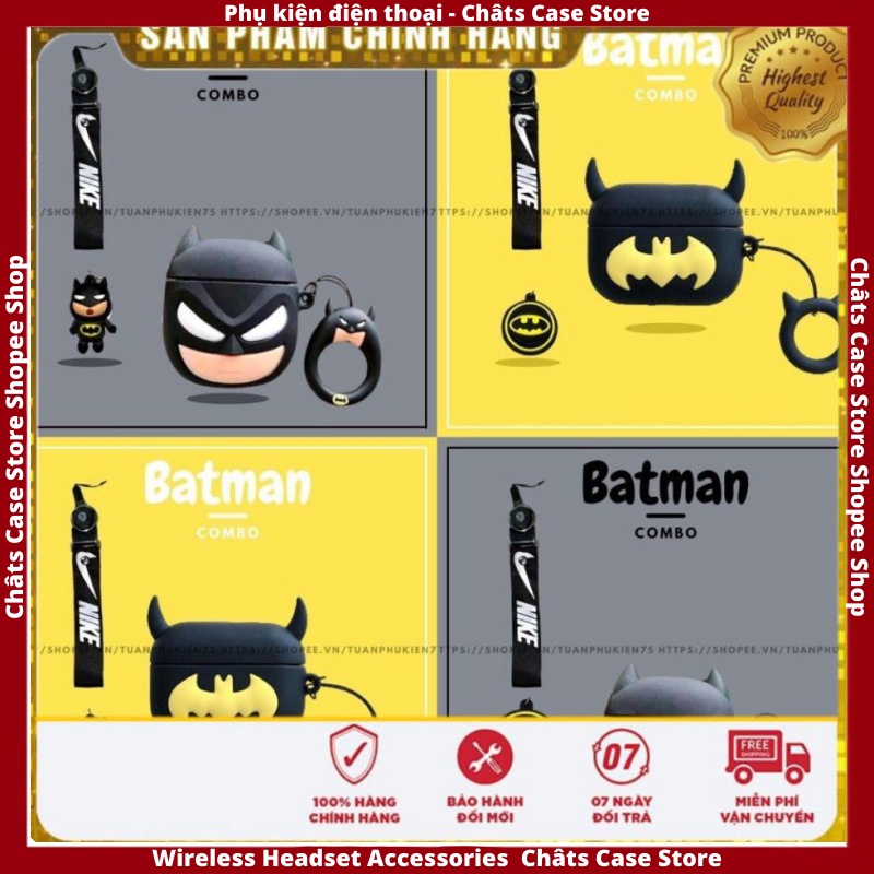 Case Ap 1/2 & Pro 🔥 Freeship 🔥 VỎ BỌC BẢO VỆ COMBO 4 MÓN BATMAN-BATMAN - Case Cho Tai Nghe Không Dây (Bluetooth)