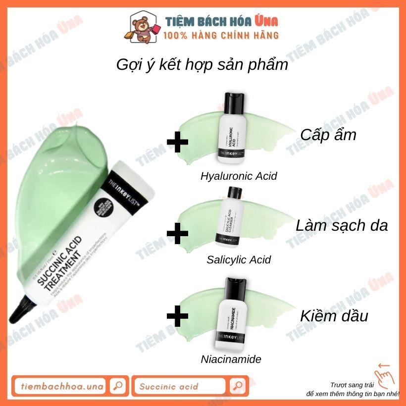 [New] Kem bôi lên mụn The inkey list SUCCINIC ACID và MANDELIC ACID acne treatment 15ml