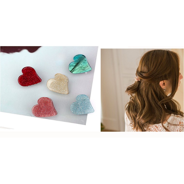 Kẹp Tóc Hình Trái Tim Nhiều Màu Tùy Chọn Xinh Xắn Phong Cách Hàn Quốc Cho Nữ