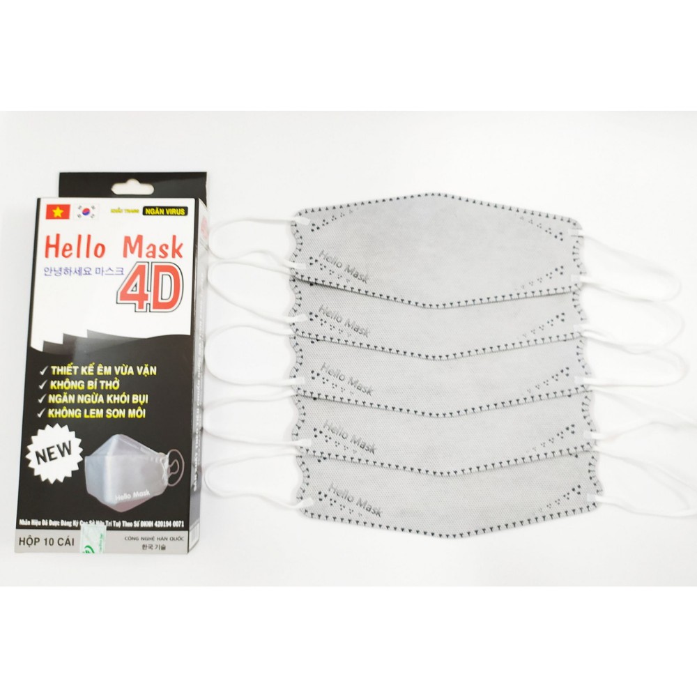 Khẩu trang Hello mask 4D màu Xám 10C