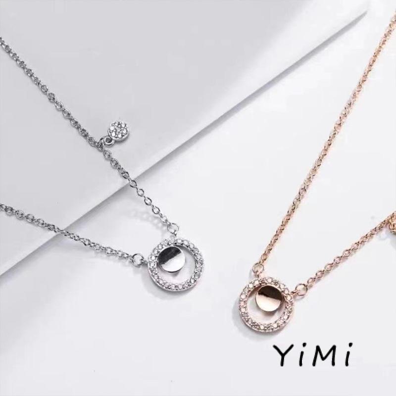 Niche Vòng cổ Mặt Đĩa Nhỏ Đính Kim Cương Nhân Tạo Nhẹ Nhàng Sang Trọng