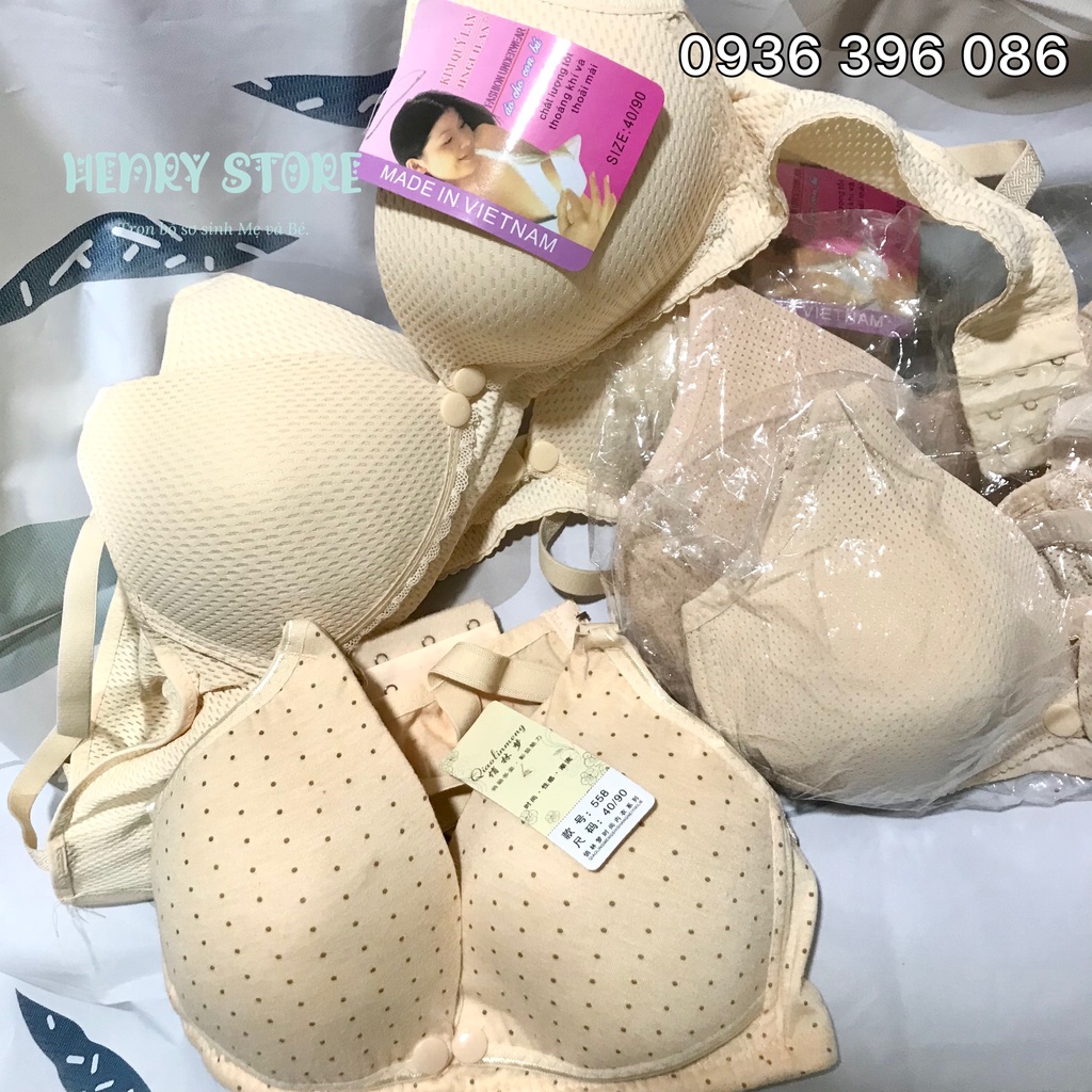 Áo lót bầu cotton thông hơi & thoáng khí & siêu thoải mái màu da sáng có nút size 38/40/42/44