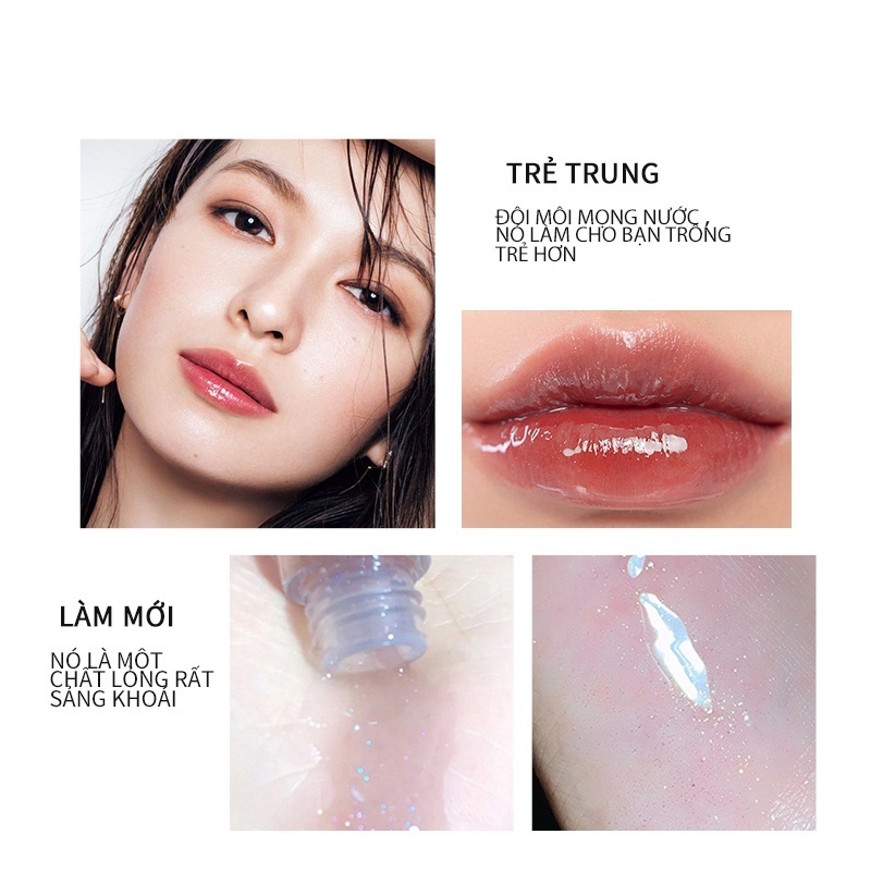 [Hàng mới về] Son bóng QIBEST QL24 dưỡng ẩm lâu trôi 6 màu tùy chọn vỏ trong suốt