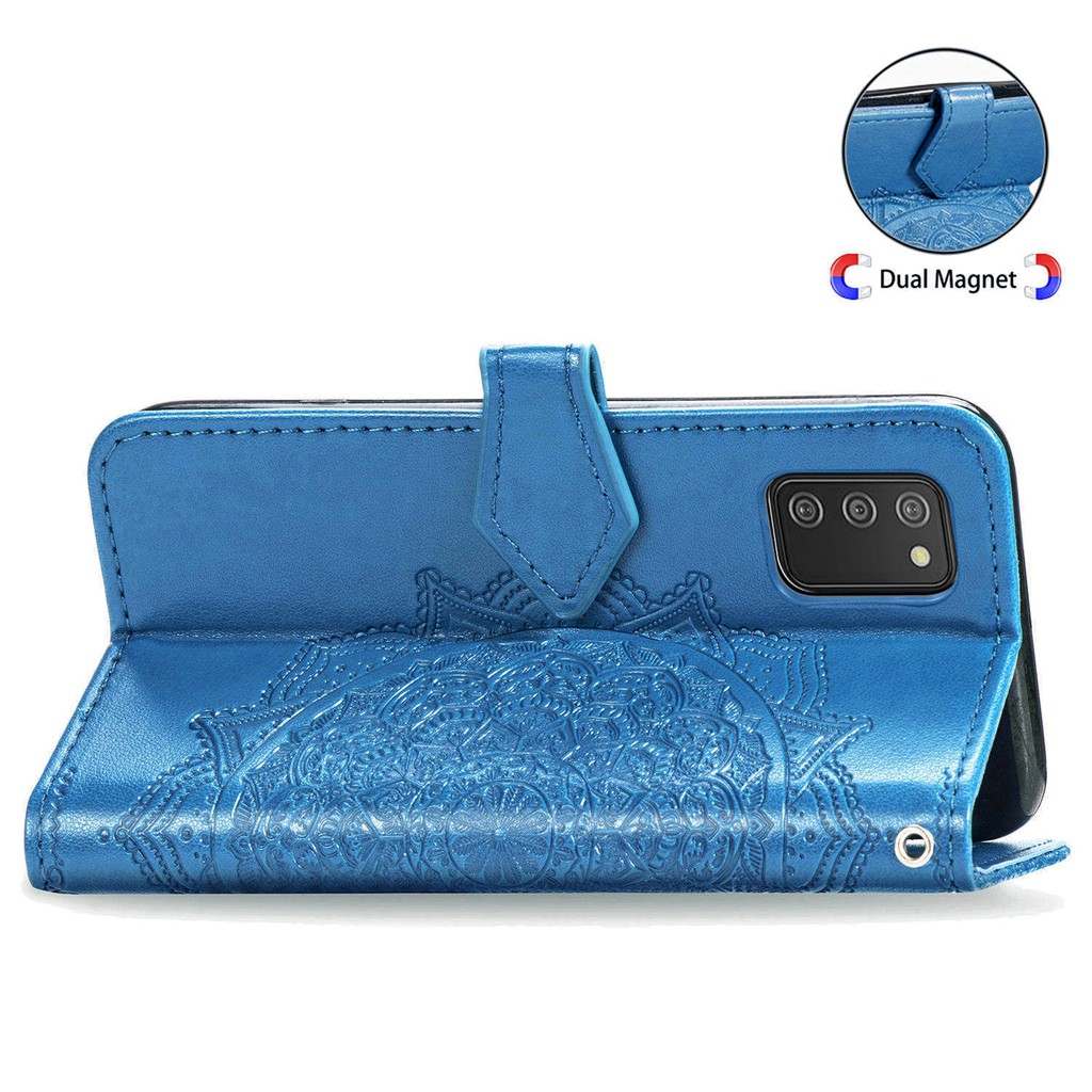 Bao da điện thoại dạng ví khóa từ tính chống sốc họa tiết Mandala có dây đeo cho Samsung Galaxy A02S | BigBuy360 - bigbuy360.vn