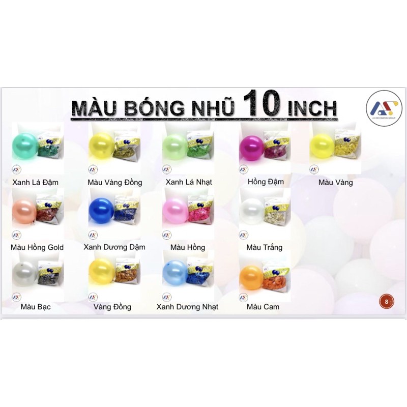 Bóng Nhũ AS 10" 100 quả Hàng Đẹp 10" - Đã qua kiểm tra chất lượng an toàn trẻ nhỏ
