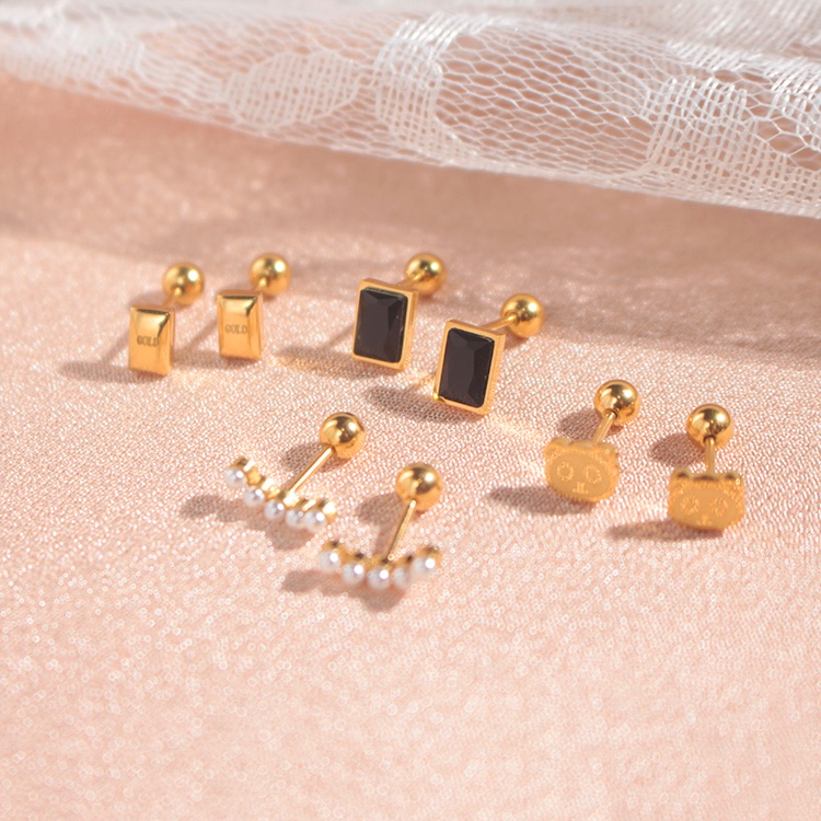 Bông Tai Mạ Vàng 18k Hình Cỏ Bốn Lá Bằng Thép Không Gỉ Cho Nữ , Bông tai Thép Titan nữ , khuyên tai titan không gỉ , Hoa tai titan