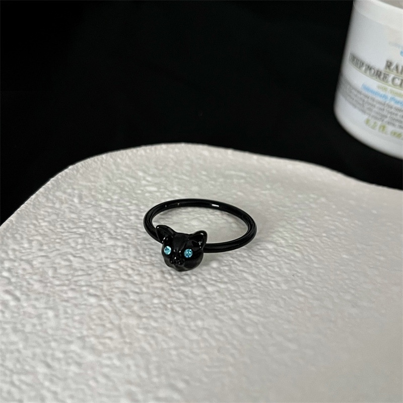 Nhẫn Ngón Tay Hình Mèo Đen Hoạt Hình Cá Tính Thời Trang Cho Nữ