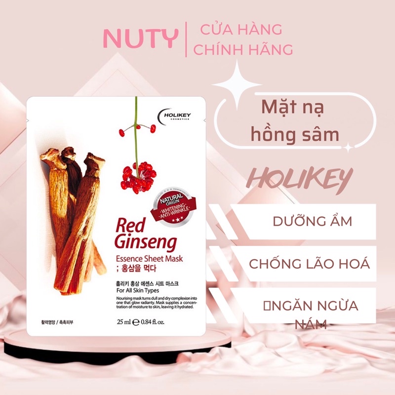 Mặt Nạ Hồng Sâm Tẻ Hoá Làn Da - Cấp Ẩm 10 HOLIKEY Red Ginseng Essence Sheet Mask 25ml-3W125