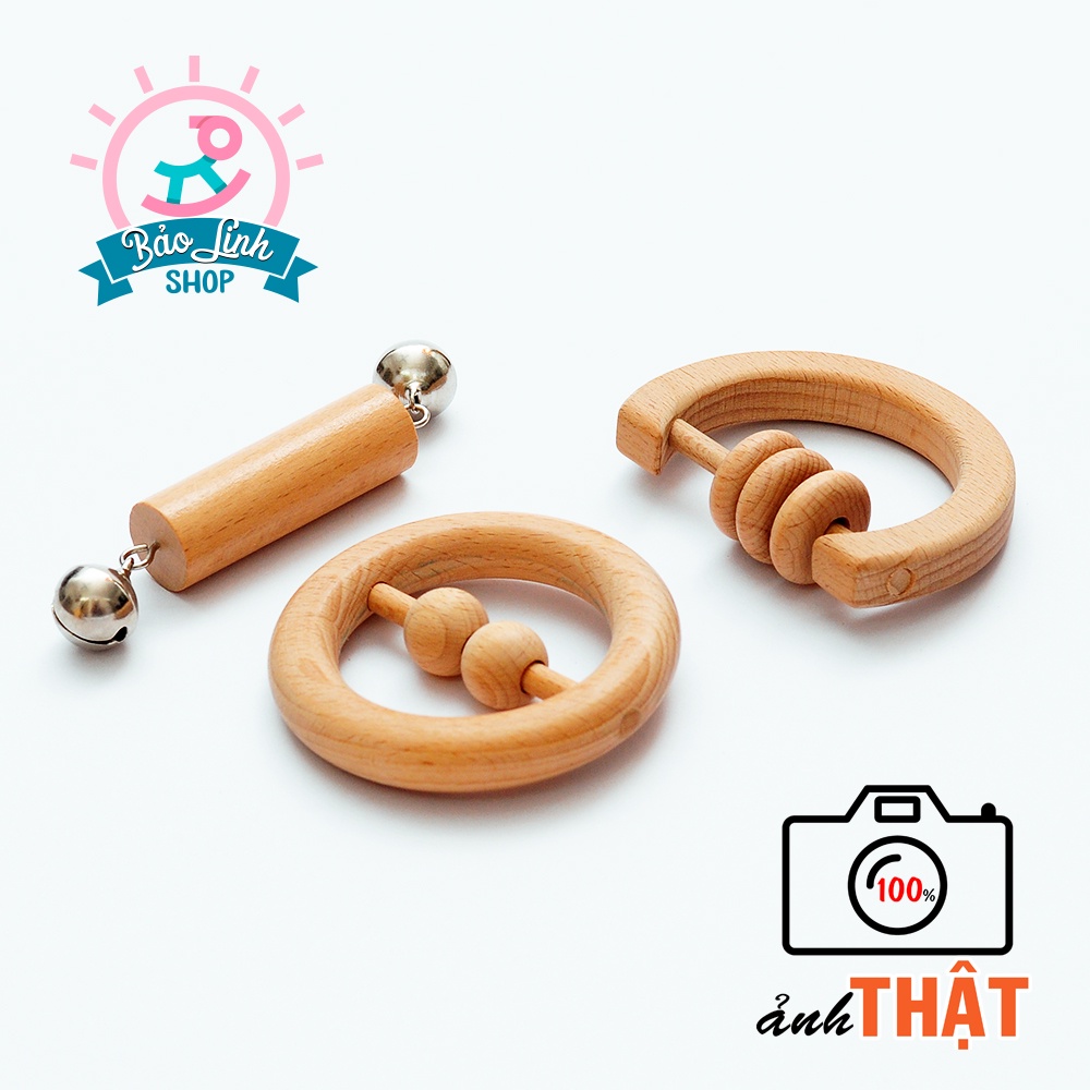 COMBO 3 món giáo cụ Montessori sơ sinh cho bé 3-6 tháng - Tập cầm nắm - Phát triển đa giác quan - COMBO 07
